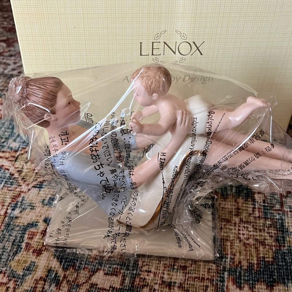 Lenox Porcelain “Joyful Moment, Mother and Child Yoga Figurine”with Gold Accents